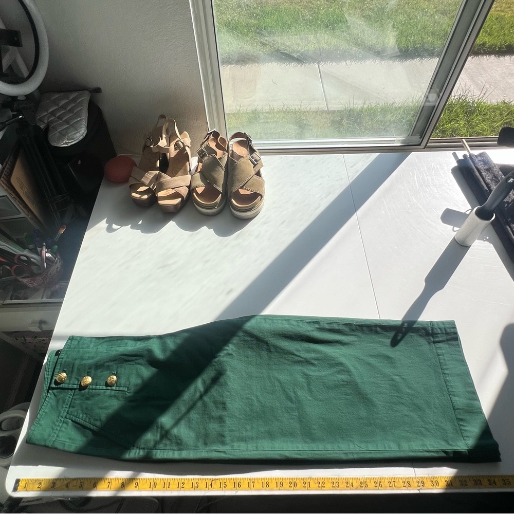 Talbots Cotton Slub Sailor Crop Pants Green Size 6 NWT - Picture 11 of 13